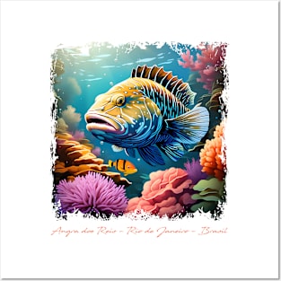 Colorful Grouper fish t-shirt Posters and Art